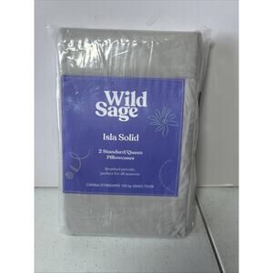 Wild Sage Isla Solid 2 Standard/Queen Pillowcases- Lunar